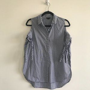 Topshop Gingham Sleeveless Tie Sleeve Top